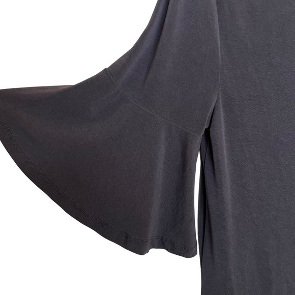 Anthropologie Charcoal Keyhole Ruffle Hem Dress, S Petite - Picture 5 of 9